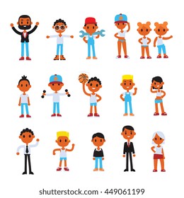 people set, cartoon flat style vector illustrations.