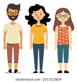 People Set Diverse Characters. Flat Vector Illustration
