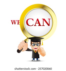 People Set - Education - Graduate student. Man. We can and magnifying glass