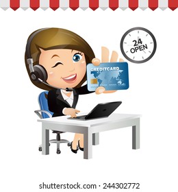 People Set - E-shopping - Businessman buy item from on-line shop and fast delivery