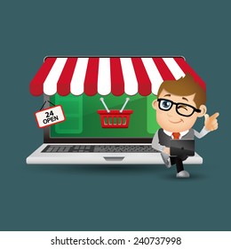 People Set - E-shopping - Businessman. On line shopping. PC