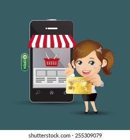 People Set - E-shopping - Businesswoman. On line shopping