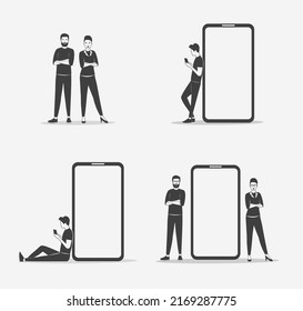 People set. Flat vector illustration. Isolated on white background. 