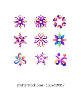 people set gradient color logo design