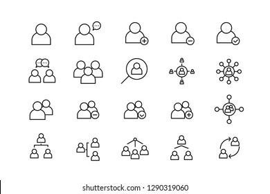 People set line icon set with black color  vector  isolated illustration editable