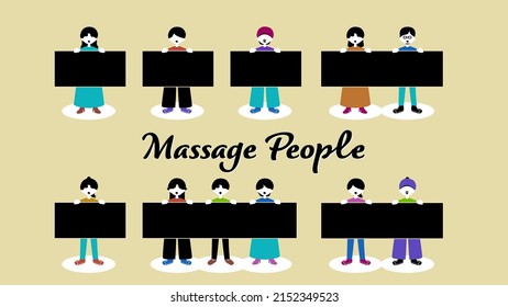 People set with message signs -colorful