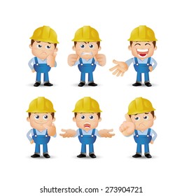 People Set - Profession - Set of builder character in different poses. emotion
