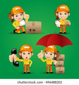 People Set - Profession - Delivery person set 