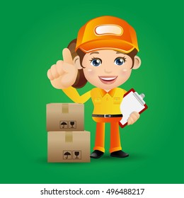 People Set - Profession - Delivery person set 