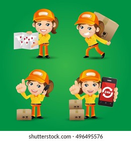 People Set - Profession - Delivery person set 