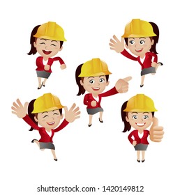 People Set - Profession - engineer with different poses