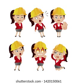 People Set - Profession - engineer with different poses