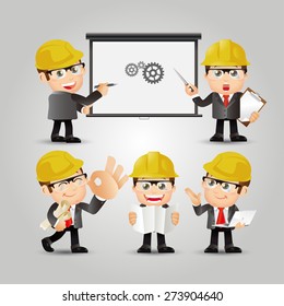 People Set - Profession - Set of Engineer in different poses