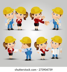 People Set - Profession - Engineers meeting connection. Female
