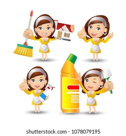 People Set Profession Housekeeper Stock Vector (Royalty Free ...