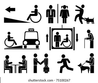 People Set Vector Pictograms Black Icons Stock Vector (Royalty Free ...