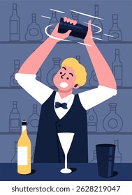 People Shake Cocktail Drink Illustration