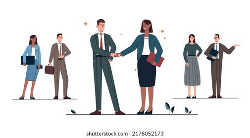 People Shake Hands Man Woman Make Stock Vector (Royalty Free ...