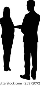 People shaking hand full body silhouette illustration