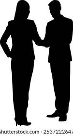 People shaking hand full body silhouette illustration