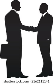 People shaking hands silhouette.  WinWin Partnership. Business man silhouette