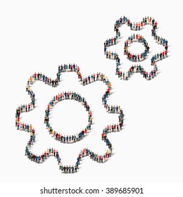 people  shape  gears icon