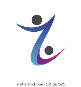 People Shape in Letter Z Logo Vector