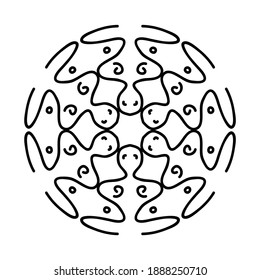people shape meditation in mandala pattern