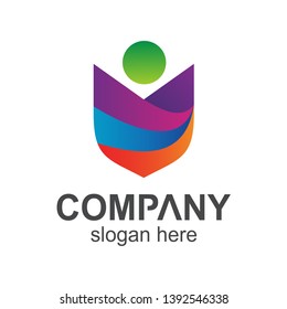 People Shield Abstract Logo Vector