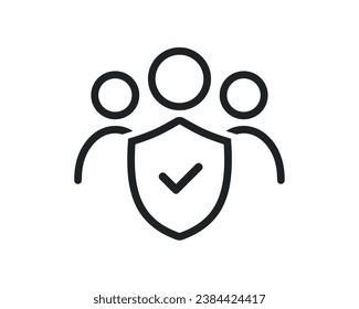 People with shield checklist icon. illustration vector