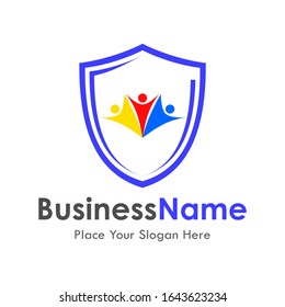 People shield icon vector logo template. Suitable for business, social and web