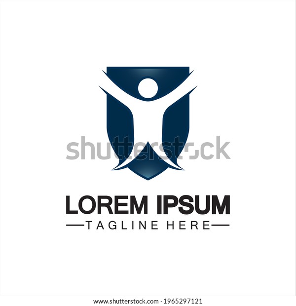 People shield icon.Life Insurance logo,\
protect human or insurance concept logo vector illustration design\
isolated on white\
background