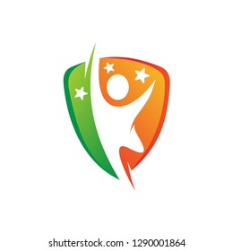 People With Shield Logo Design
