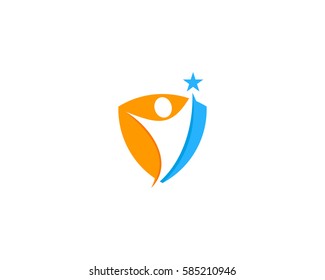 People Shield Logo Design Element