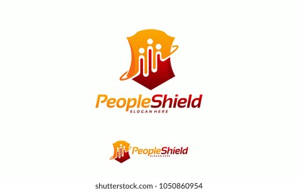 People Shield logo designs concept vector.