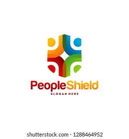 People Shield logo designs concept vector, Modern People care logo template