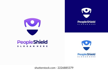 People Shield logo designs concept vector, People Protection symbol