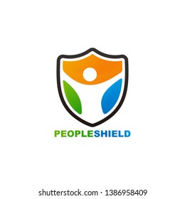 People Shield Logo Template Design Vector, Emblem, Design Concept, Creative Symbol, Icon