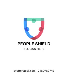 People shield logo template in flat style. Vector illustration