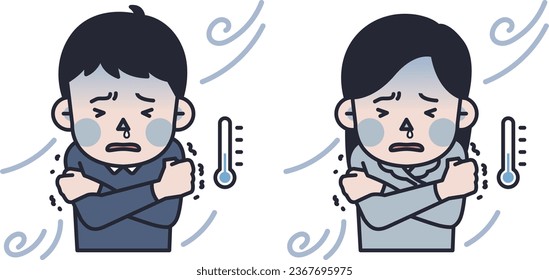 people shivering with cold illustration