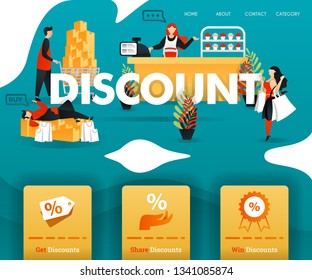 people shop happily with big DISCOUNT. for online shop, e-commerce, promotion, retail, marketing, online internet business. can use for, landing page, template, ui, web, mobile app, poster, banner