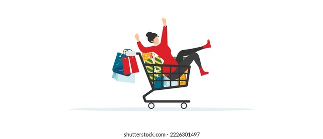 People shop on sale. Vector.