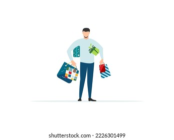 People shop on sale. Vector.