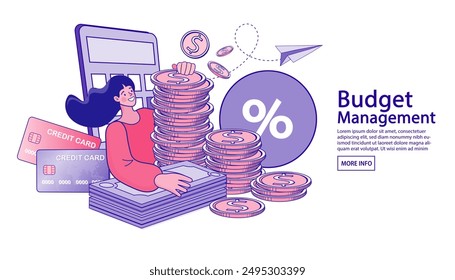 People shop online. E-commerce and online shopping. Shop Discount or Shopping Activity, Advertising. Loan lending of money from bank, personal loans. Cartoon People Vector Illustration.