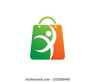 People and Shopping Bag Logo Template, Icon, Symbol - Vector