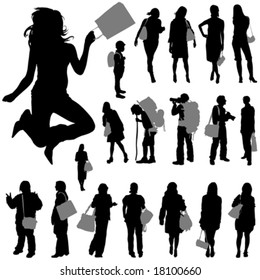 people with shopping bag vector