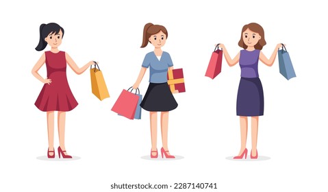 people shopping. People with shopping bags vector illustration