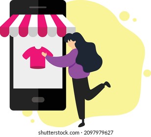 People shopping, buying online through online store.