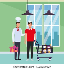 People shopping cartoons