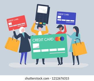 People shopping with a credit card